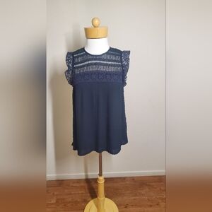 Rebecca Minkoff Black Lace Ruffle Sleeve Fresh S Blouse